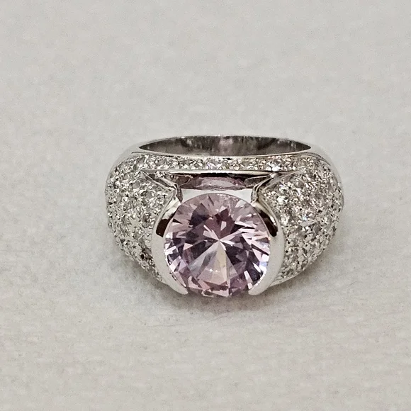 Victoria Wieck Pink Sapphire & Diamond Simulant Sterling Silver Ring Sz 6. - Picture 4 of 11